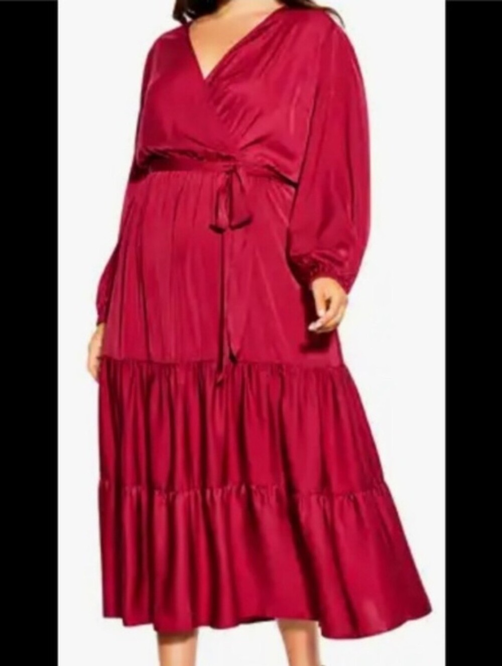 City Chic Berry Wrap Midi Dress